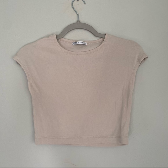 Zara Women's Light Beige Crop Top - Picture 1 of 3